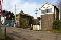 The former Tram Inn station building (now used as part of Mill Garage) and signal box on the ex-GWR line between Hereford and Abergavenny.<br>
<br><br>[John McIntyre 18/11/2008]