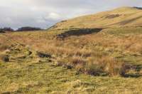 Former junction on the southern slopes of Knock Hill, photographed on 19 November 2008, showing where the West of Fife Mineral Railway branches to North Lethans Colliery (curving to the right) and South Lethans Colliery, Steelend (on a straight line to the left) once diverged.<br><br>[Bill Roberton 19/11/2008]