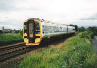 158 745 approaching Larbert Junction in July 1996 with a service for Glasgow Queen Street. <br><br>[David Panton /07/1996]