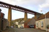 The 0950 Aberdeen - London Kings Cross HST service runs onto the Forth Bridge after passing through North Queensferry station on 20 November.<br><br>[Bill Roberton 20/11/2008]