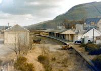 View over Ballater station site in 1975, some 9 years after closure. The main buildings facing onto Station Square have now been impressively restored and now form a museum and exhibition centre commemorating the former Royal station, much loved by Queen Victoria... God Bless Her.. (See 5779/5781)   <br><br>[Colin Miller //1975]