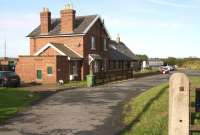 Entrance to the former station at Hawsker on the coastal route between Whitby and Scarborough, closed in March 1965. Now a private residence and guest house as well as a walking centre and headquarters of Trailways cycle hire. View north towards Whitby on 2 October 2008. <br><br>[John Furnevel 02/10/2008]