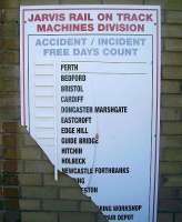 Remains of the OTM safety <I>league table</I> still attached to the wall of the shed in Perth New Yard on 21 October 2008.<br><br>[Gary Straiton 21/10/2008]