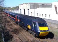 HST power-car 43114 <I>East Riding of Yorkshire</I> heads a GNER Aberdeen - Kings Cross service passing through Arbroath on 5 May 2006. <br><br>[Sandy Steele 05/05/2006]