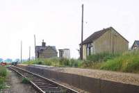 The remains of the station at Stoke Ferry in 1981. This station, at the end of the branch from Denver Junction, lost its passenger service as long ago as 1930 but continued to be used for freight traffic, primarily sugar beet, for another 35 years.<br><br>[Ian Dinmore //1981]