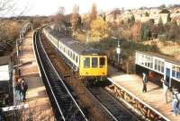 DMU arriving at Butlers Lane, West Midlands, on the Birmingham - Lichfield line in 1982. The train is on a cross - city service to Redditch via New Street.<br><br>[Ian Dinmore //1982]