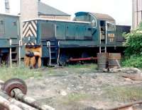 A former BR Class 14 locomotive stands at Ashington Colliery in 1982.<br><br>[Colin Alexander //1982]