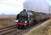 Railway Touring Company charter from Huddersfield to Edinburgh, hauled by Maunsell <I>King Arthur</I> class locomotive 30777, <I>Sir Lamiel</I>, with 47760 coupled behind. The train is pictured west of Drem on 20 December.<br><br>[Bill Roberton 20/12/2008]