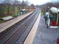 View from the station footbridge at Rishton towards Blackburn. Colne to Blackpool South trains provide a basic hourly service in each direction.<br><br>[Mark Bartlett 13/12/2008]