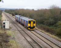 150266 on a Bristol Temple Meads - Taunton service on 22 December, photographed heading south between Nailsea & Blackwell and Yatton.<br>
<br><br>[Peter Todd 22/12/2008]