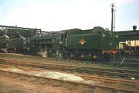 Britannia Pacific 70021 <I>Morning Star</I> on shed at Carlisle Upperby in the mid 60s. Withdrawn in December 1967, the locomotive was cut up at Wards, Inverkeithing, the following April. <br><br>[Robin Barbour Collection (Courtesy Bruce McCartney) //]