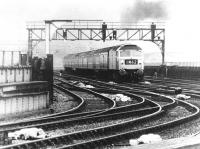 The morning 1M62 Newcastle - Liverpool Lime Street approaching Huddersfield in September 1978.<br><br>[John Furnevel 12/09/1978]