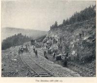 Great Siberian Railway runs between Vladivostock and St Petersburg and eventually Murmansk. Work being undertaken on the Shiska cliff. [Extract from GSR Guide of 1900]<br><br>[Alistair MacKenzie //2009]