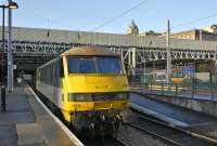 Sleeper locomotive EWS 90036 stands in the east end bays at Waverley on 8 January 2009.<br><br>[Bill Roberton 08/01/2009]