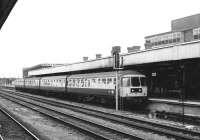 One of the original BR Swindon Trans-Pennine DMU sets calls at Doncaster on 7 February 1981.<br><br>[Peter Todd 07/02/1981]