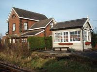 The signaller at Marston Moor was very friendly and happy to chat but her Border Terrier kept a wary eye on me from the small signal box on the old station platform, which has not seen passengers for over 50 years now.<br><br>[Mark Bartlett 15/12/2008]