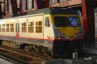 A Belgian Rail mu stands at the buffer stops at Antwerp Central station on 9 December 2008. <br><br>[Peter Todd 09/12/2008]