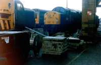 Standing in the rain at Gateshead in 1982 are 40003, 31256 and an unidentified class 37.<br><br>[Colin Alexander //1982]