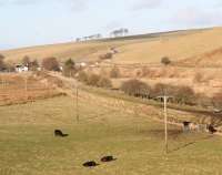 View north towards Heriot in low winter sun on 17 January. The former station house stands in the left background and the platform edge can be clearly seen. <br><br>[John Furnevel 17/01/2009]