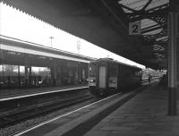 A class 153 diesel railcar waits at Westbury on 28 January 2009 with a service calling at all stations to Worcester.<br>
<br><br>[Peter Todd 28/01/2009]