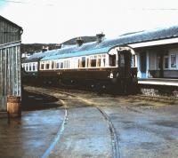 Ex-GWR saloon no 9004 photographed on a train at Kyle of Lochalsh on 14 June 1983.<br><br>[Colin Alexander 14/06/1983]