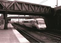 370 007 APT northbound through Carstairs on 22 April 1981<br>
<br><br>[Peter Todd 22/04/1981]