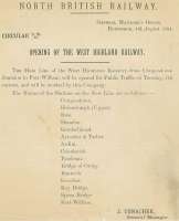 A North British Railway <i>Head Office Circular</i> dated 4 August 1894 regarding the opening of the West Highland line. <br><br>[Ian Dinmore 05/12/2007]