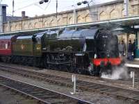 Preserved Royal Scot 46115 <I>Scots Guardsman</I> prepares to leave Carlisle for the Settle and Carlisle line and eventually Manchester. <br><br>[John Robin 07/02/2009]