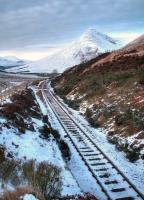 Scene approximately two miles north of Tyndrum Upper station on the West Highland Line on Sunday 8 February 2009. View is north towards Ben Dorain.<br><br>[Norman Bews 08/02/2009]