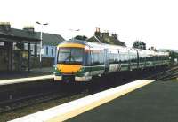170 409 comes off the Perth branch at Ladybank in July 2002. The track layout here means that all trains off this route arrive <I>wrong</I> platform.<br><br>[David Panton /07/2002]