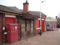 <I>A Layton curiosity</I>. What looks like an old shop front has apparently been put in place to close off the gap between the station buildings and make the rear of the former station house private. It certainly does not appear in pictures from steam days or even the early 1990s when the station was still staffed. <br><br>[Mark Bartlett 17/02/2009]