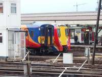 <I>Contrast in front end designs</I>. SWT 455 and 458 Class EMUs, 5718 and 8013 respectively, await their next duties at the Clapham Junction stabling point.<br><br>[Mark Bartlett 16/01/2009]