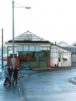 The old carriage entrance at Gourock seen in a state of disrepair on a wet day in 1985. A rather dismal scene, brightened only by the antics of three <I>likely lads</I> for the benefit of the camera.<br>
<br><br>[Colin Miller //1985]