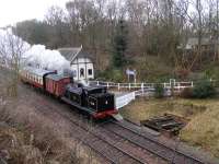 In a scene reminiscent of the 1950s caley tank 55189 does a run past for a photo charter at Birkhill station.<br><br>[John Robin 24/02/2009]