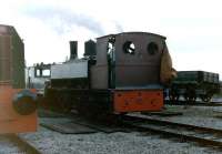 Scene on the embryonic North Tyneside Steam Railway (formerly the old Tyne & Wear Metro test track) at Middle Engine Lane, North Shields, in 1984.  In the photograph are the Consett Iron Co's home-made diesel mechanical shunter no.10,  Harton Coal Company Siemens electric locomotive E4 (ex-Westoe Colliery) and Consett Iron Co Kitson long-boilered 0-6-0PT, A No 5 of 1883 (undergoing its first steam trials since restoration)<br>
<br><br>[Colin Alexander //1984]