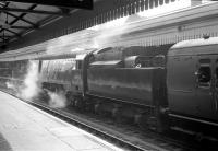 Bulleid <I>Battle of Britain</I> Pacific 34057 <I>Biggin Hill</I> takes over the LCGB <I>Hampshire Branch Lines</I> railtour at Salisbury on 9 April 1967 for the next leg to Southampton Central. <br><br>[Robin Barbour Collection (Courtesy Bruce McCartney) 09/04/1967]