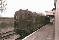 The Swindon and Cricklade Railway's Class 207 <I>Thumper</I> DEMU 1302, newly painted in Southern Region green. Photographed at Haye's Knoll on Saturday 28 February 2009.<br>
<br><br>[Peter Todd 28/02/2009]