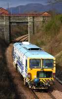 Track machine heading for the hills at Clackmannan on 3 March 2009. <br><br>[Bill Roberton 03/03/2009]