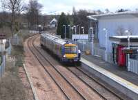 Scene at Alloa on 4 March 2009. 7 seconds past the off but the signal awaited the next service to Glasgow Queen Street formed by 170 461, unusually for this line not an SPT-liveried set.<br><br>[David Panton 04/03/2009]