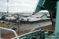 Spot the train. A 334 rests in Ardrossan Harbour station amidst the clutter of the harbour. The view is from DSMV Clansman which replaced the usual vessel.<br><br>[Ewan Crawford 23/01/2009]