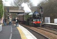 Class A1 Pacific 60163 <I>Tornado</I> runs through Inverkeithing on 7 March 2009 (with the little girl screaming!) on its way south to Edinburgh.<br><br>[Brian Forbes 07/03/2009]