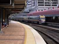 The QR <I>Tilt Train</I> arrives at Brisbane Roma Street station from up country in June 2005.<br><br>[Colin Miller /06/2005]