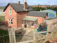 The former Greenlaw station (1863) seen from the old road bridge on 13 March 2009. Greeenlaw closed to passengers in 1948.<br>
<br><br>[Ian Whittaker 13/03/2009]