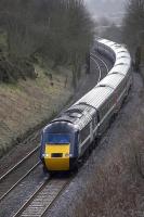 Scene just north of Markinch on 12 March as an Aberdeen-bound NXEC service approaches on the climb to Lochmuir Summit.<br><br>[Bill Roberton 12/03/2009]