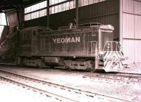 The GM shunter <I>Western Yeoman II</I> stands at Merehead Quarry on 2 August 1987. <br>
<br><br>[Peter Todd 02/08/1987]