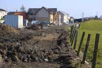 Housing development on the site of the former station and goods yard at Crook of Devon on 19 March 2009. View east along the trackbed towards Kinross. <br><br>[Bill Roberton 19/03/2009]