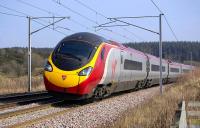 Glasgow bound Pendolino at Fullwood, between Carluke and Lanark Junction, on 20 March 2009<br><br>[Bill Roberton 20/03/2009]