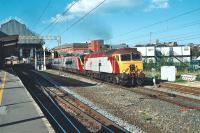 Class 57 no 57308 <I>Tin Tin</I> departs south from Preston station at 1559 hrs on 23 September 2006 at the head of a Glasgow to London Pendolino service.<br><br>[John McIntyre 23/09/2006]