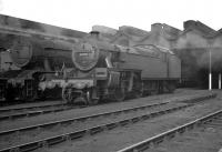 Fowler 2-6-4T no 42408 at 55G Huddersfield (Hillhouse) around 1963. The locomotive was withdrawn from here the following April and disposal was via Wards, Killamarsh, three months later.<br><br>[K A Gray //1963]