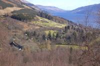 The view as it would have been seen from a train on the C & O looking east along Loch Earn in March 2009.  At bottom left is the curving viaduct on the St Fillans line.<br><br>[Bill Roberton 25/03/2009]